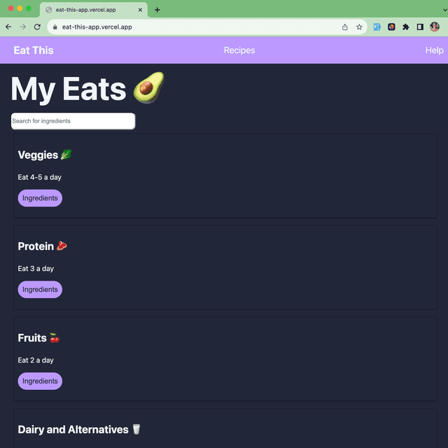 EatThis app screenshot